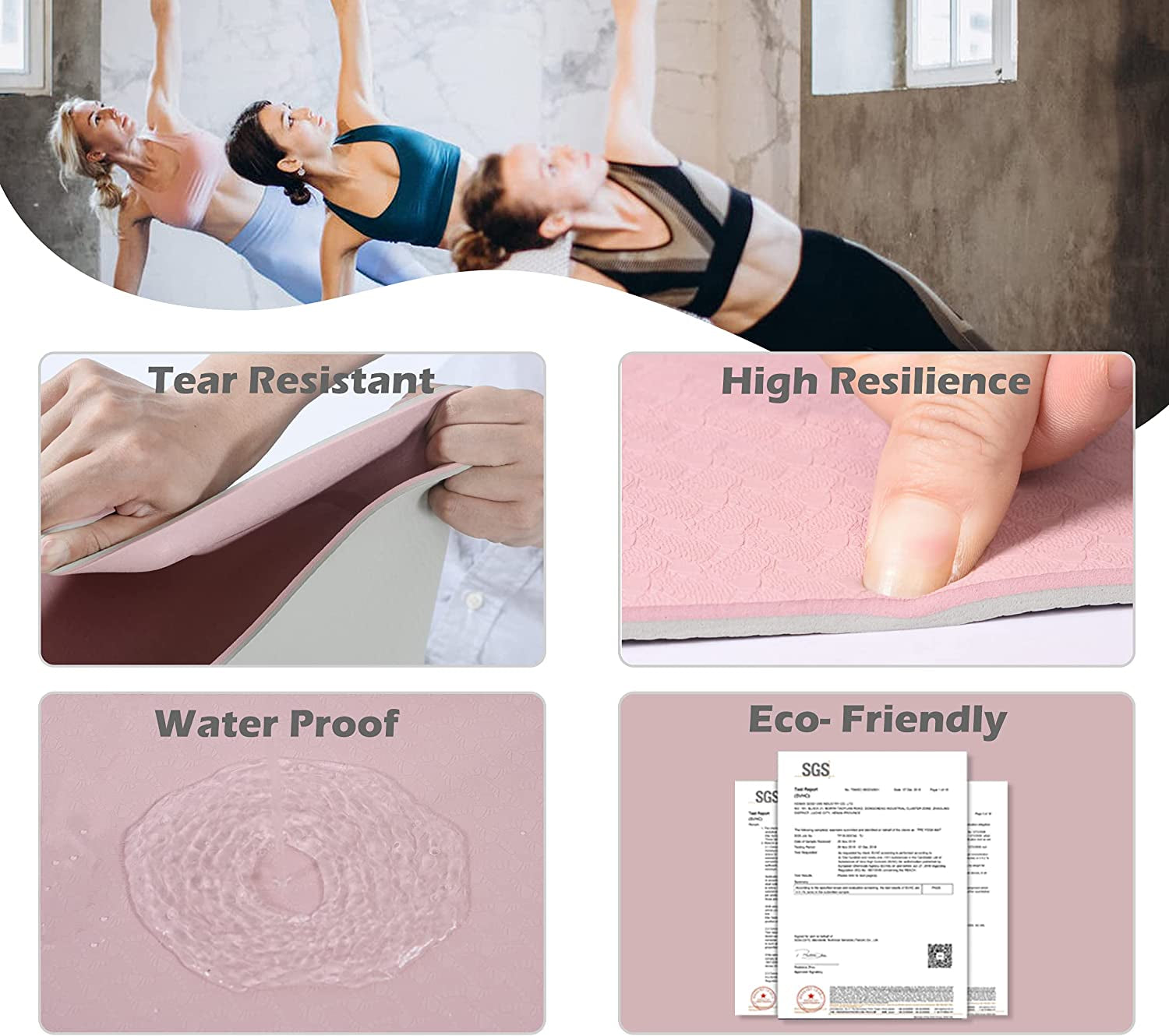 Yoga Mat Extra Thick 1/3'' Non Slip Eco Friendly TPE Fitness Exercise Mat with Carrying Sling & Storage Bag