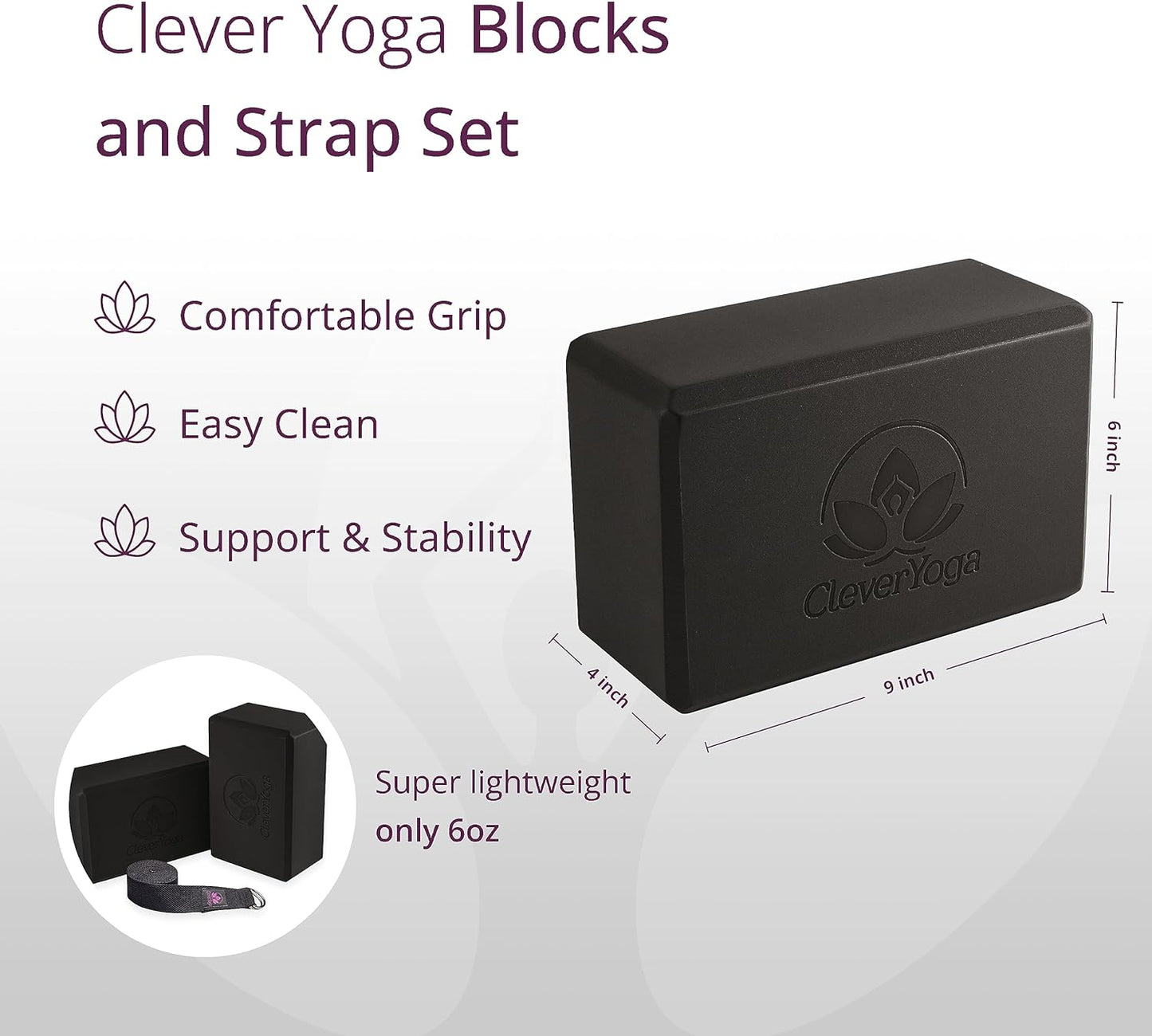 Yoga Block and Strap Set Kit for Beginner to Pro - Exercise Accessories for Stretching, Balance and Strength