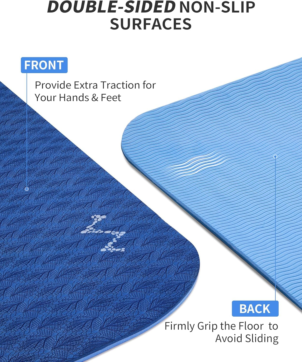 Extra Wide Yoga Mat (6'X 4'), Exercise Mats for Home Workout, Yoga, Pilates (Blue,1/4 Inch)