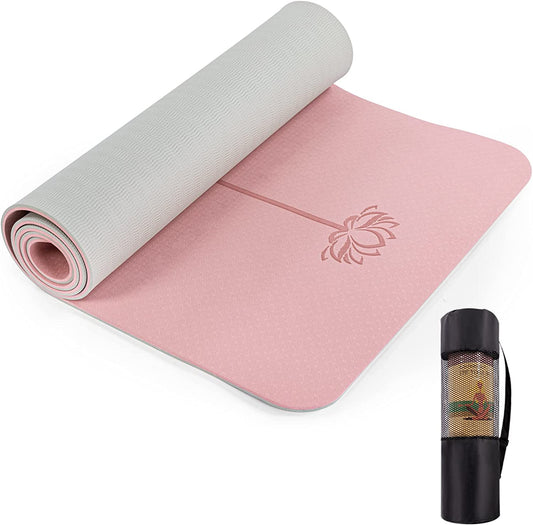 Yoga Mat Extra Thick 1/3'' Non Slip Eco Friendly TPE Fitness Exercise Mat with Carrying Sling & Storage Bag